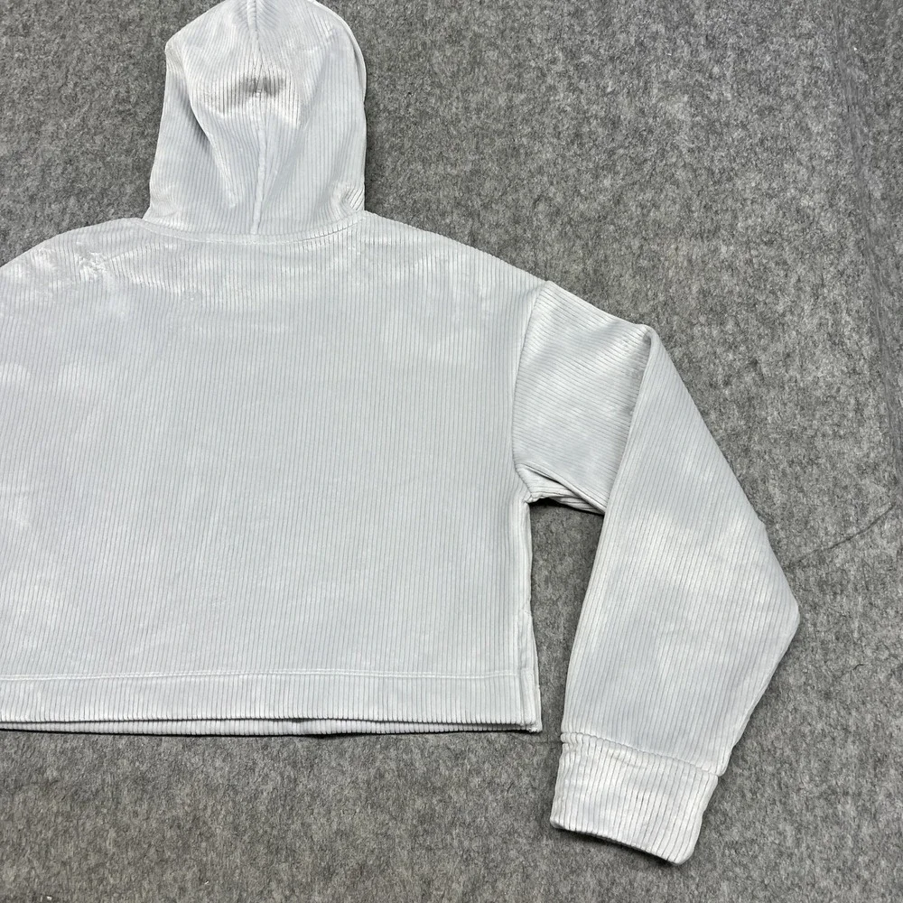 Athleta Girl‎ Hoodie Girls XL Gray Velour V Neck Long Sleeve Pullover Cropped